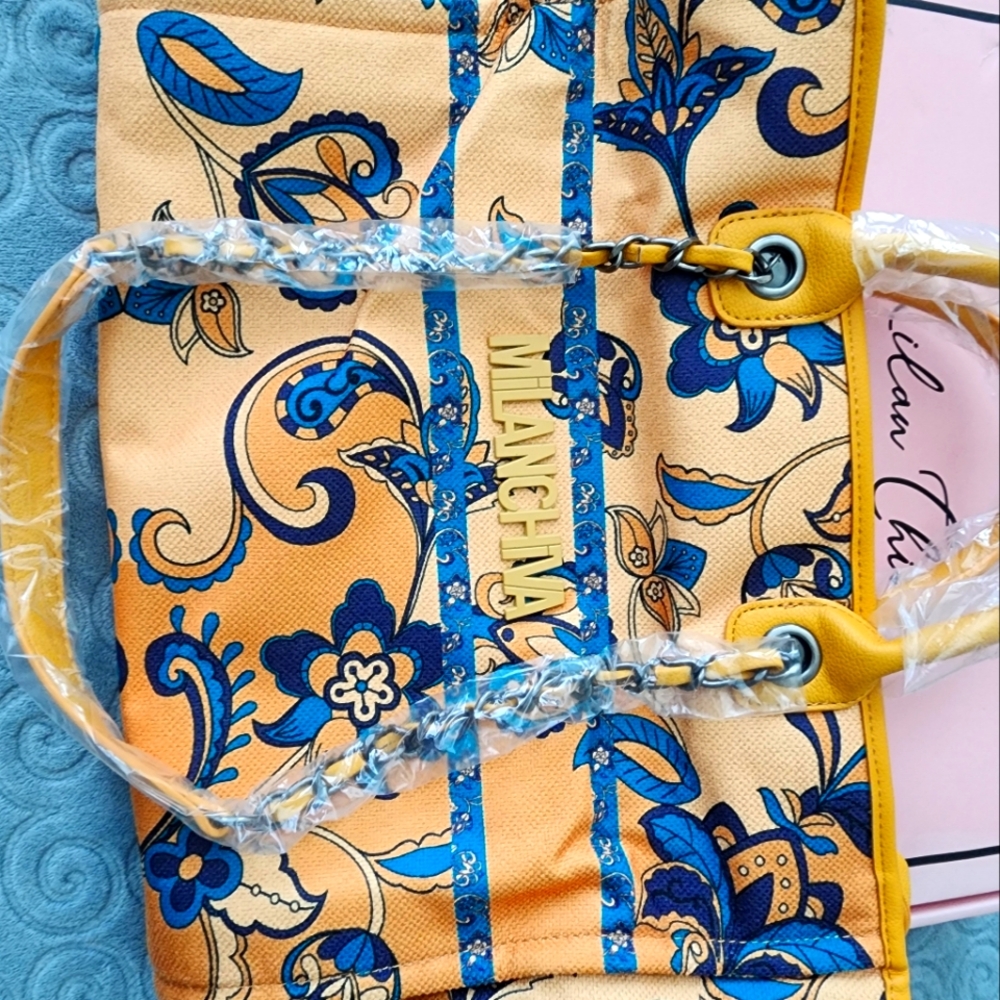 Blue and Yellow Floral Women's Bag